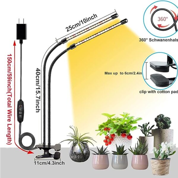 FRGROW 2 Head Clip On Grow Lights for Indoor Plants - Image 4